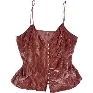 Intimately Free People Pink Velvet Cami Top Women's Sz M Coquette Fairycore